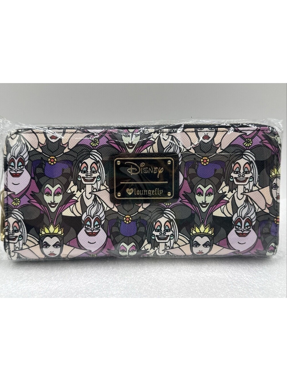 NEW Disney Villains Loungefly Zip Around All Over Print Wallet • Purple 2018